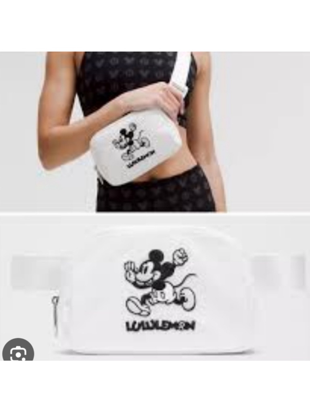 Lululemon/Disney Mickey Mouse Graphic Crossbody Bag white/black NWT Limited ED